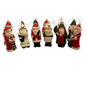 Frontgate Holiday Collection Set of 12 Paper Mache Santa Ornaments in Box